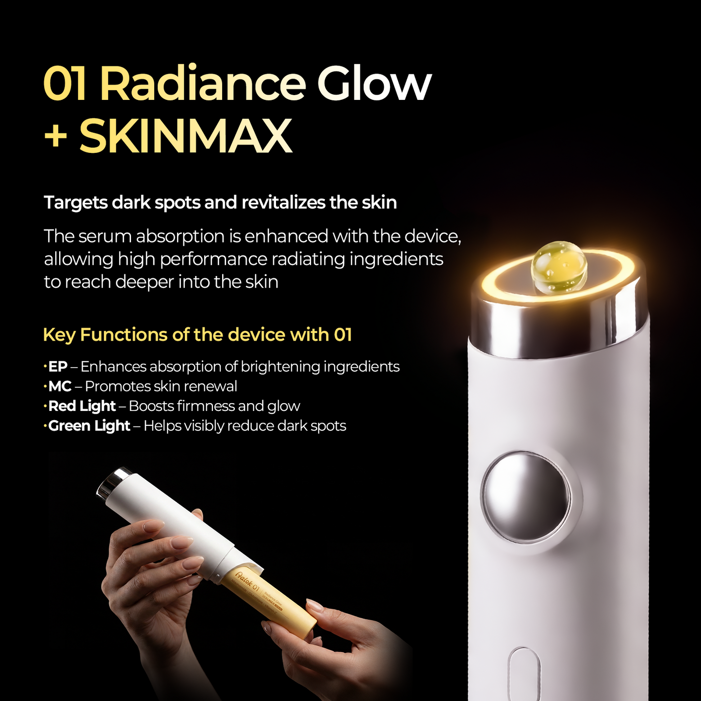 Aalok 01 Radiance Glow SKINMAX Serum: Niacinamide, Glutathione, Vitamin C  –  For Brightening and Uneven Tone